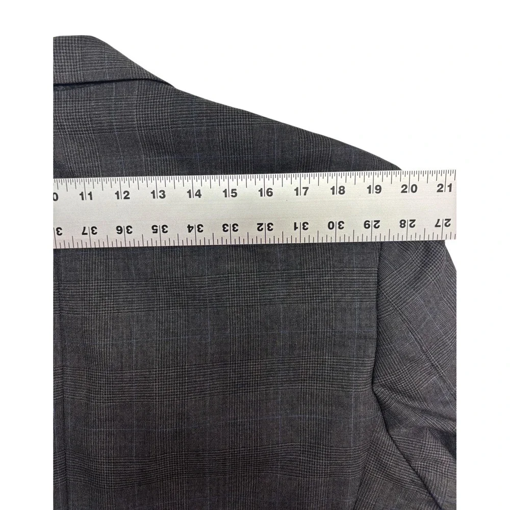 vtg 90s USA Made 44R 35x33 Gray Glen Plaid 2pc Pant Suit Pleated High Waisted